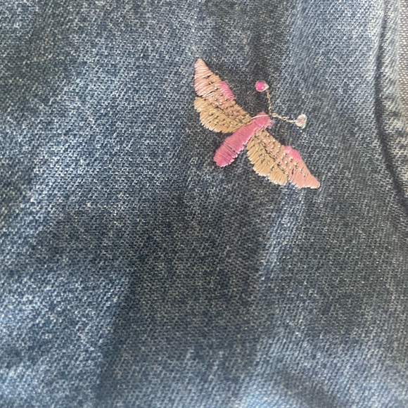 Women’s PS Jane Ashley Long Sleeveless Denim Dress With Butterfly Embroidery - Picture 3 of 4